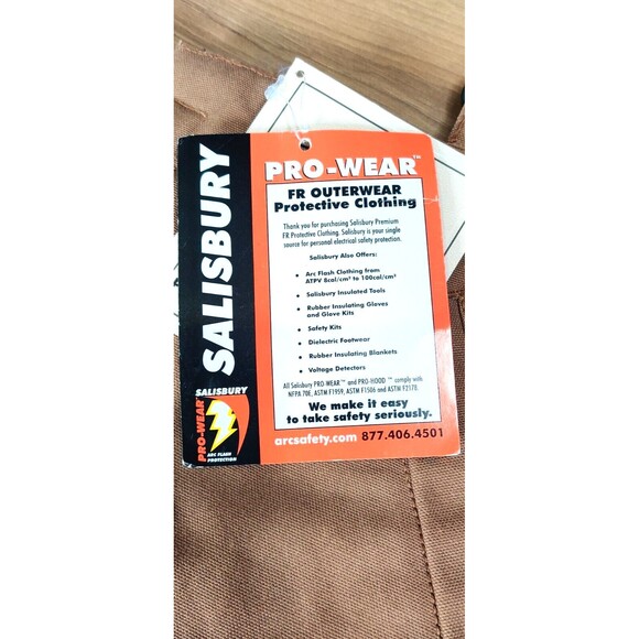 NEW SALISBURY Large Pro-Wear Arc Flash Coat & Bib Overalls 45 CAL/CM2 New W/Tags - Picture 5 of 12